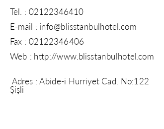 Blisstanbul Hotel iletiim bilgileri